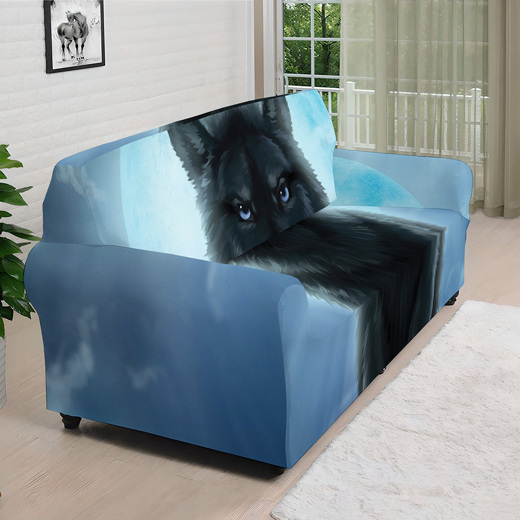 Moonlight Wolf Print Sofa Cover