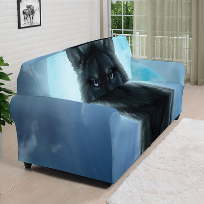 Moonlight Wolf Print Sofa Cover
