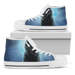 Moonlight Wolf Print White High Top Shoes