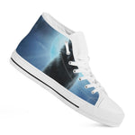 Moonlight Wolf Print White High Top Shoes