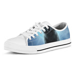 Moonlight Wolf Print White Low Top Shoes