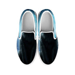 Moonlight Wolf Print White Slip On Shoes