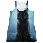 Moonlight Wolf Print Women's Racerback Tank Top