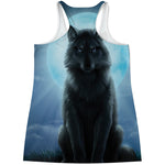 Moonlight Wolf Print Women's Racerback Tank Top