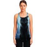Moonlight Wolf Print Women's Racerback Tank Top