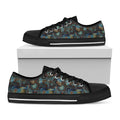Mosaic Patchwork Pattern Print Black Low Top Sneakers