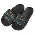 Mosaic Patchwork Pattern Print Black Slide Sandals