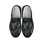 Mosaic Patchwork Pattern Print Black Slip On Shoes