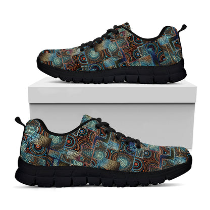 Mosaic Patchwork Pattern Print Black Sneakers