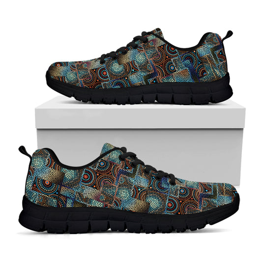 Mosaic Patchwork Pattern Print Black Sneakers