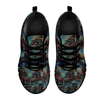 Mosaic Patchwork Pattern Print Black Sneakers
