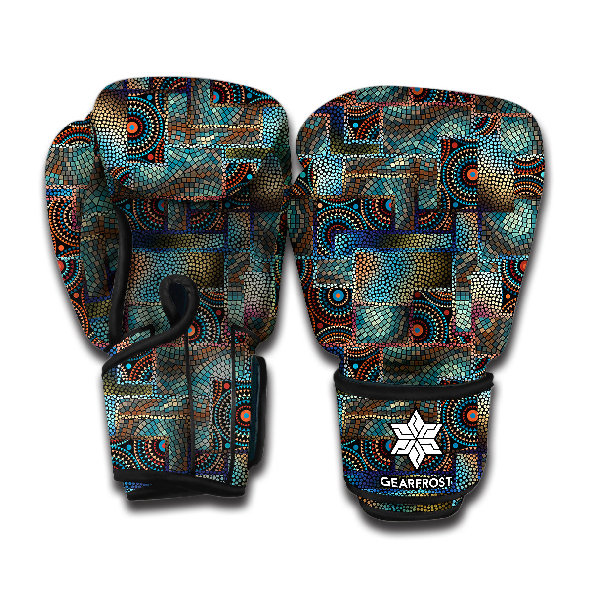 Mosaic Patchwork Pattern Print Boxing Gloves