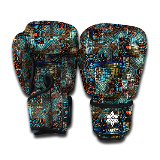 Mosaic Patchwork Pattern Print Boxing Gloves