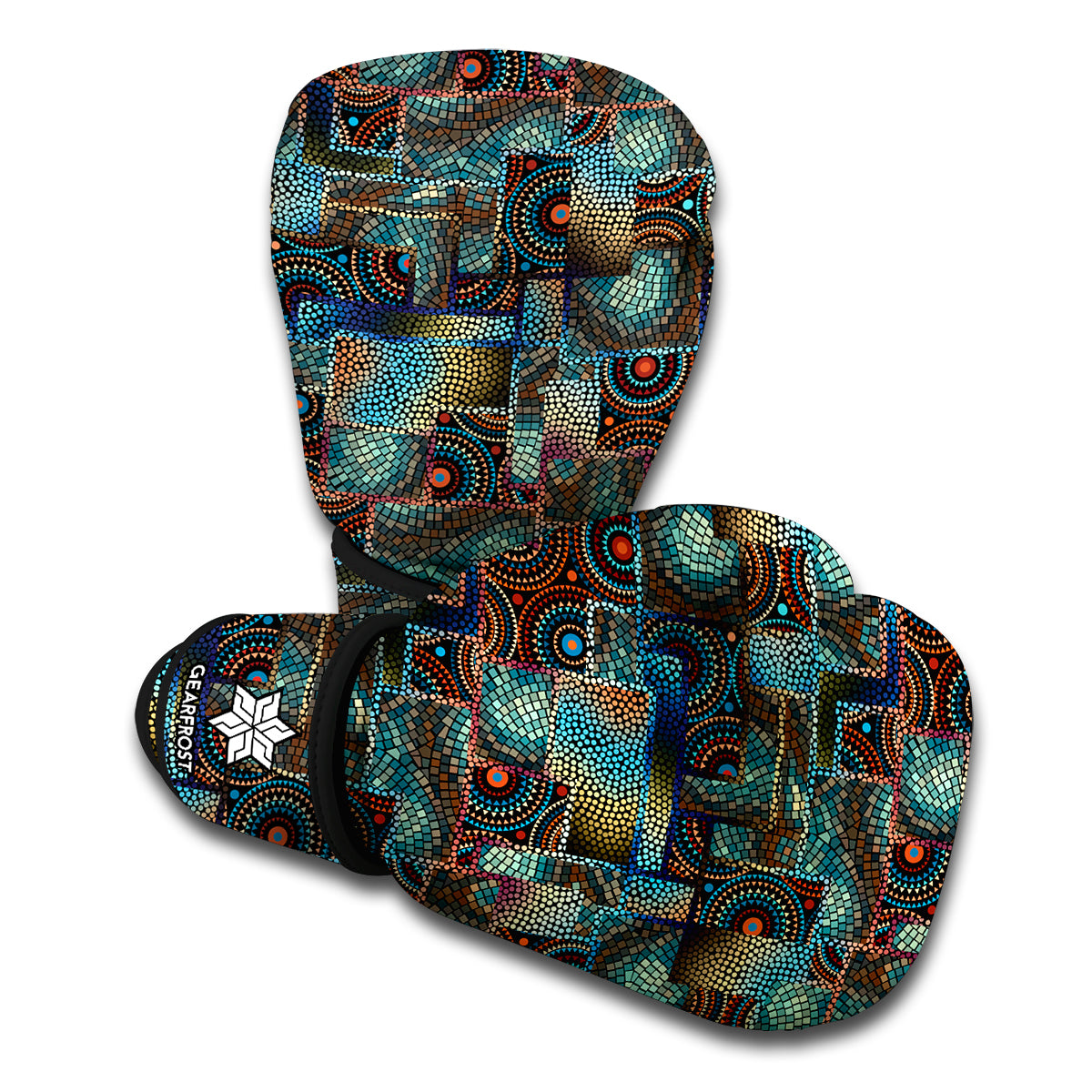 Mosaic Patchwork Pattern Print Boxing Gloves