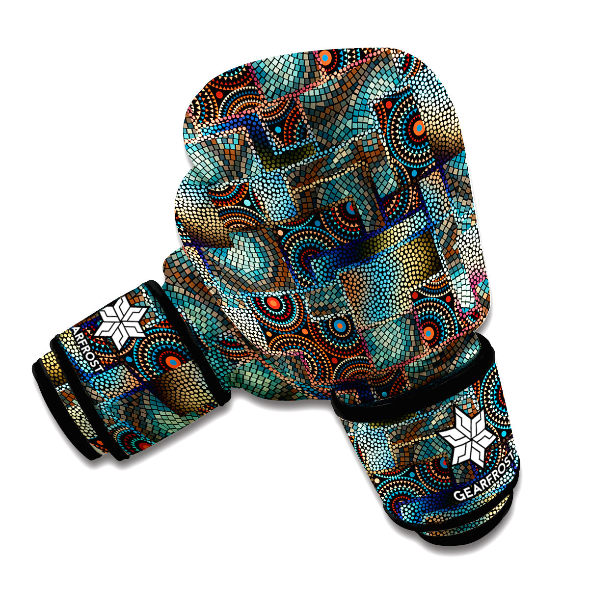 Mosaic Patchwork Pattern Print Boxing Gloves