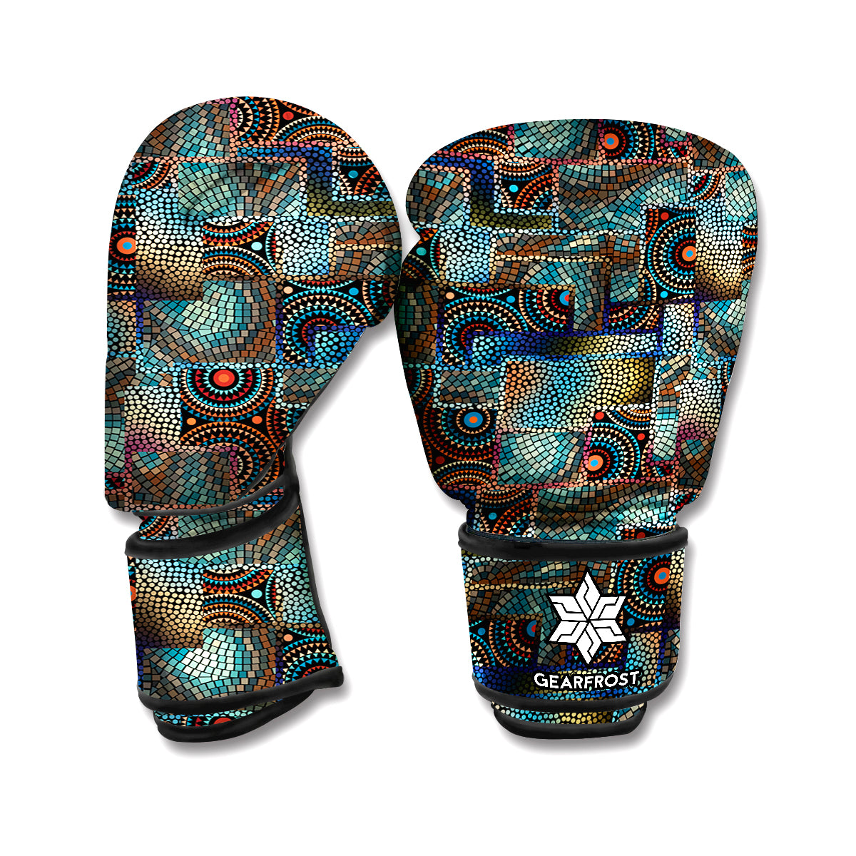 Mosaic Patchwork Pattern Print Boxing Gloves