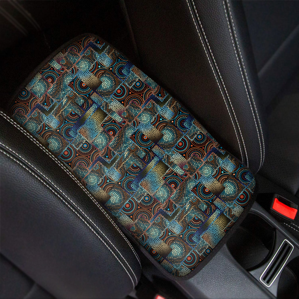 Mosaic Patchwork Pattern Print Car Center Console Cover