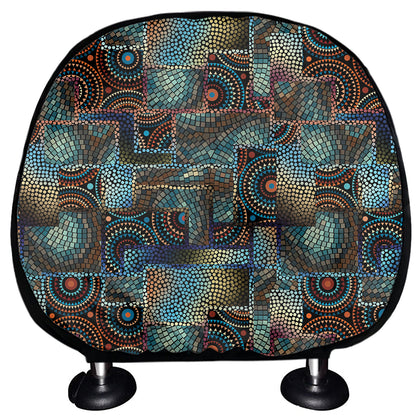 Mosaic Patchwork Pattern Print Car Headrest Covers