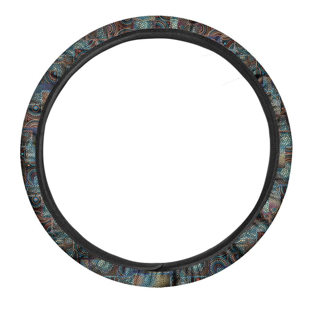 Mosaic Patchwork Pattern Print Car Steering Wheel Cover