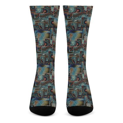 Mosaic Patchwork Pattern Print Crew Socks