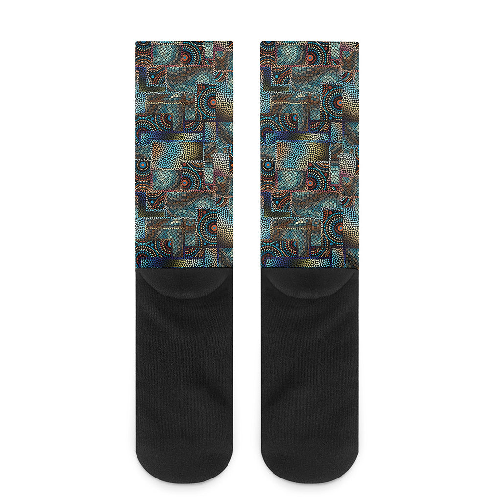 Mosaic Patchwork Pattern Print Crew Socks