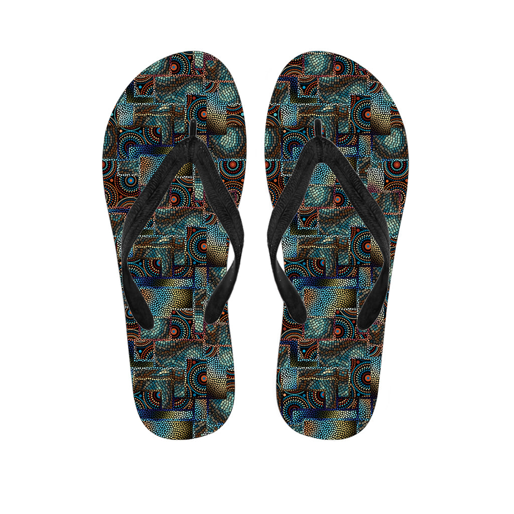 Mosaic Patchwork Pattern Print Flip Flops