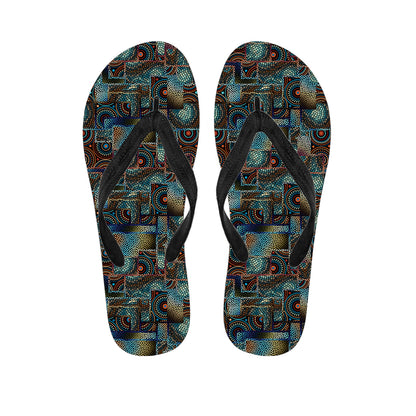 Mosaic Patchwork Pattern Print Flip Flops