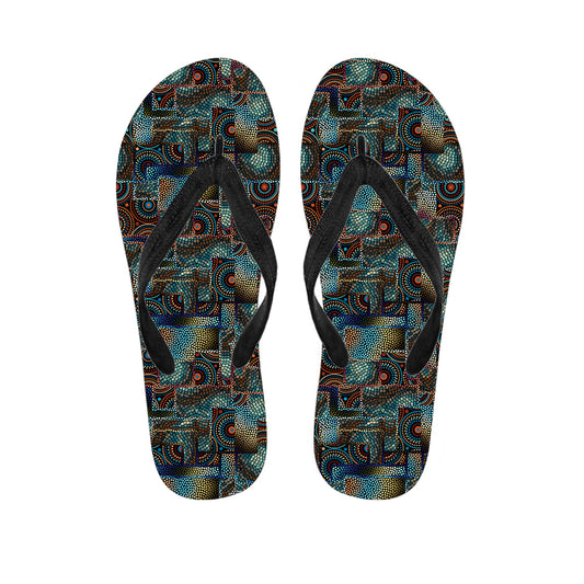 Mosaic Patchwork Pattern Print Flip Flops