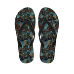 Mosaic Patchwork Pattern Print Flip Flops