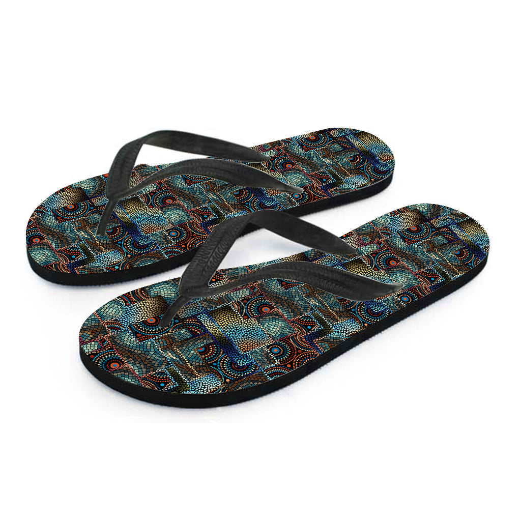 Mosaic Patchwork Pattern Print Flip Flops