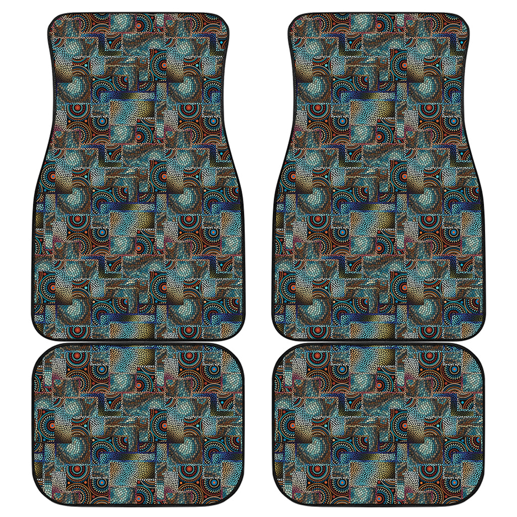Mosaic Patchwork Pattern Print Front and Back Car Floor Mats