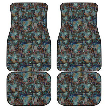Mosaic Patchwork Pattern Print Front and Back Car Floor Mats
