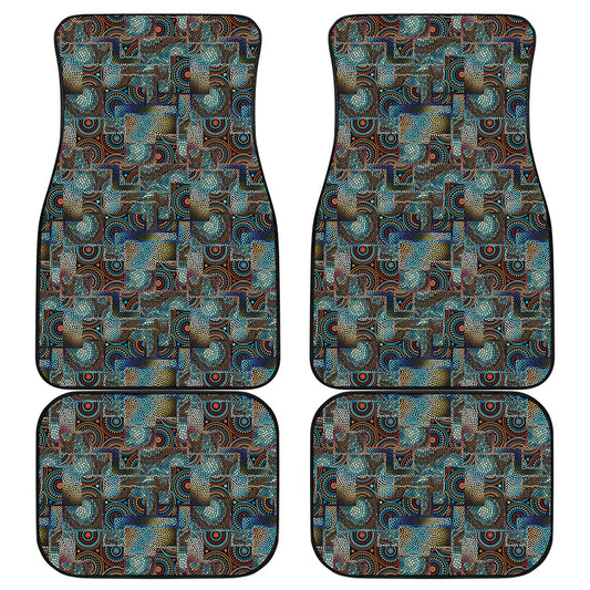 Mosaic Patchwork Pattern Print Front and Back Car Floor Mats
