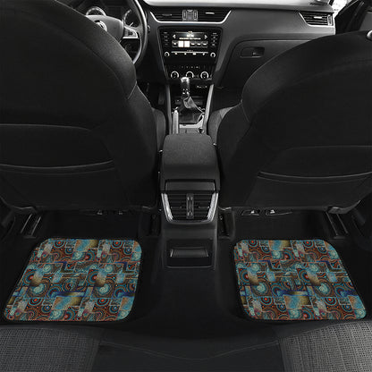 Mosaic Patchwork Pattern Print Front and Back Car Floor Mats