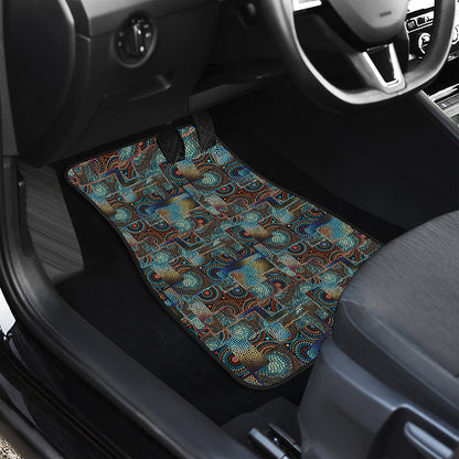 Mosaic Patchwork Pattern Print Front and Back Car Floor Mats