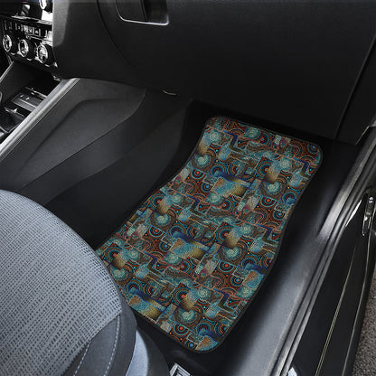 Mosaic Patchwork Pattern Print Front and Back Car Floor Mats