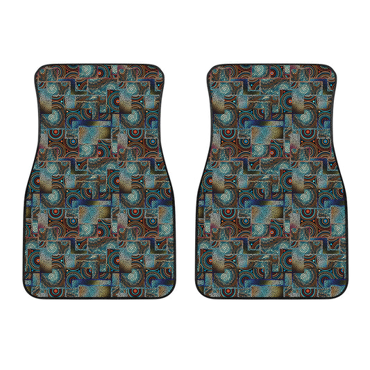 Mosaic Patchwork Pattern Print Front Car Floor Mats