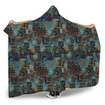 Mosaic Patchwork Pattern Print Hooded Blanket