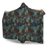 Mosaic Patchwork Pattern Print Hooded Blanket