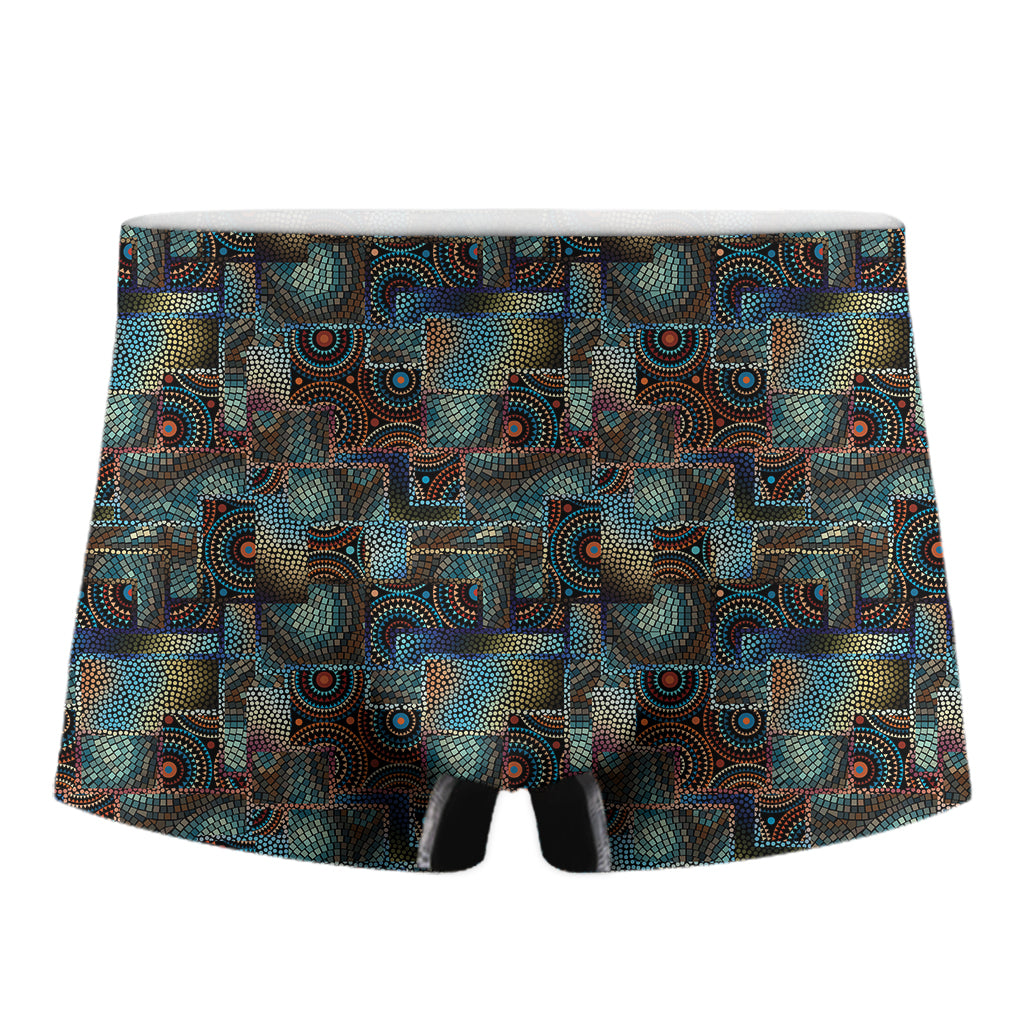 Mosaic Patchwork Pattern Print Men's Boxer Briefs