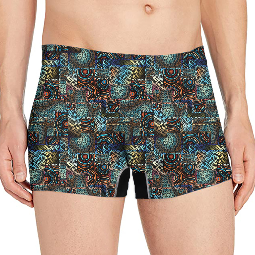 Mosaic Patchwork Pattern Print Men's Boxer Briefs
