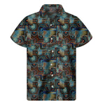 Mosaic Patchwork Pattern Print Men's Short Sleeve Shirt