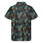 Mosaic Patchwork Pattern Print Men's Short Sleeve Shirt