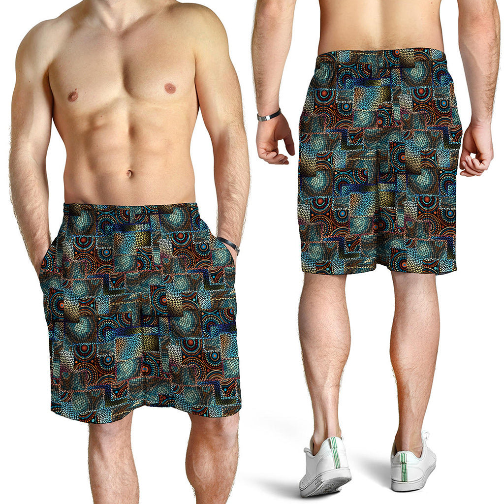 Mosaic Patchwork Pattern Print Men's Shorts