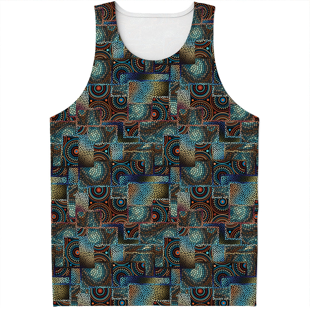 Mosaic Patchwork Pattern Print Men's Tank Top