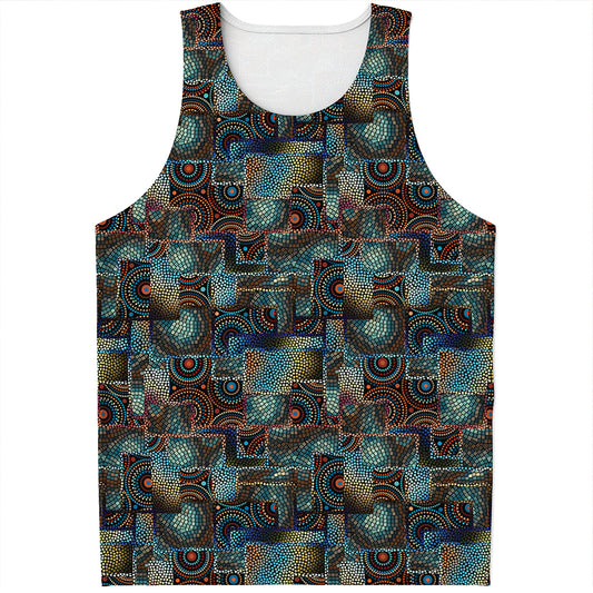 Mosaic Patchwork Pattern Print Men's Tank Top