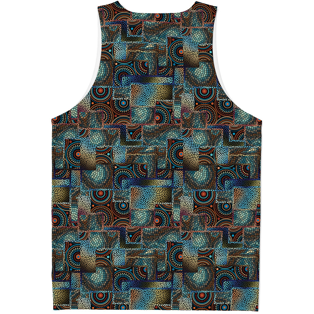 Mosaic Patchwork Pattern Print Men's Tank Top