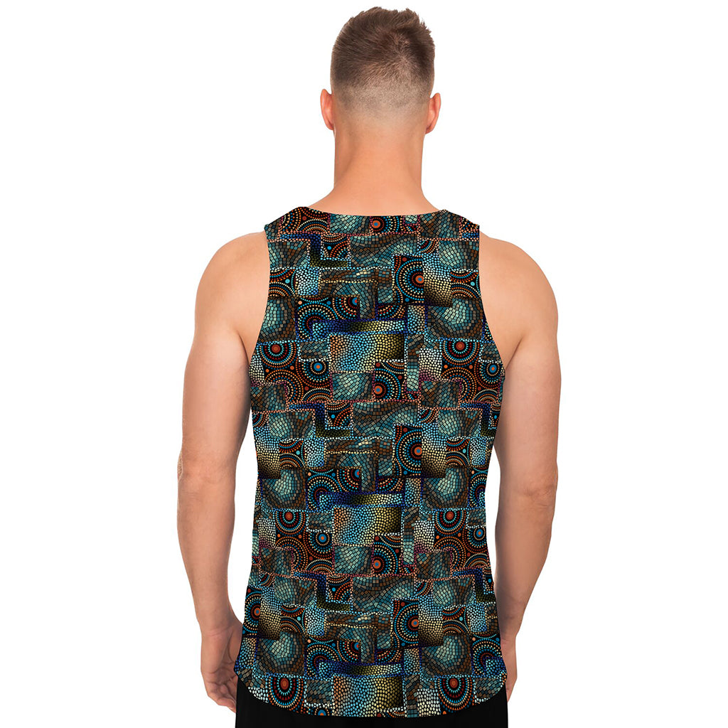 Mosaic Patchwork Pattern Print Men's Tank Top