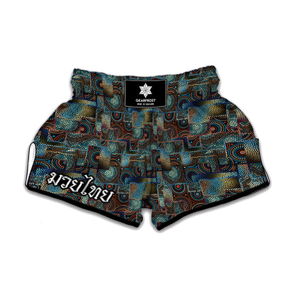 Mosaic Patchwork Pattern Print Muay Thai Boxing Shorts