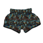 Mosaic Patchwork Pattern Print Muay Thai Boxing Shorts